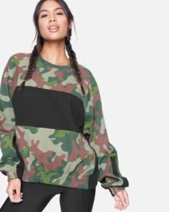 Women's One And Only Dolman Fleece Crew -Hurley 3hci3419 vintage green 2