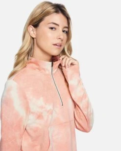 Quarter Zip Pullover 12 Quarter Zip Pullover -Hurley 3hkj0291 coral almond dreamy tie dye 5 v2