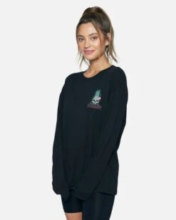 BAD APPLES GRACE OVERSIZED LONG SLEEVE TEE -Hurley 3hl6730749 caviar 3