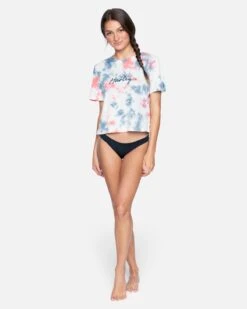 Scripty Tie Dye Cropped Tee -Hurley 3hs1570088 stellar tie dye 4