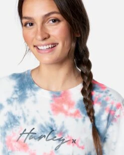 Scripty Tie Dye Cropped Tee -Hurley 3hs1570088 stellar tie dye 5