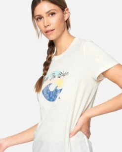 Ride N Waves Washed Relaxed Girlfriend Tee -Hurley 3hs1590139 tofu 2
