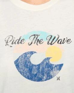 Ride N Waves Washed Relaxed Girlfriend Tee -Hurley 3hs1590139 tofu 5
