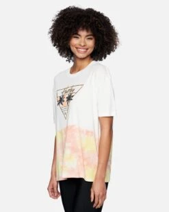 Persea Tie Dye Boyfriend Short Sleeve T-Shirt -Hurley 3hs1600516 marshmallow tie dye 3