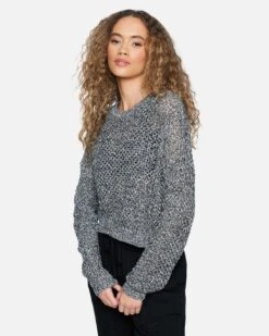 Twisted Open Knit Sweater -Hurley 3hsj0396 caviar marshmallow 3