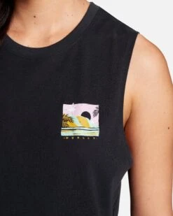 Postcard Washed Muscle Tank -Hurley 3ht1560603 caviar 4