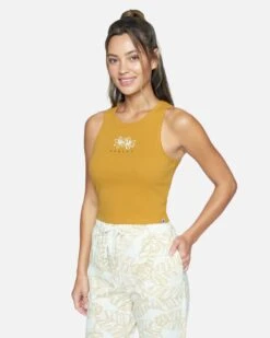 TALLIE CROP RIB TANK -Hurley 3ht6680708 honey gold 3