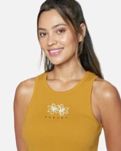 TALLIE CROP RIB TANK -Hurley 3ht6680708 honey gold 4