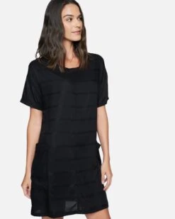 Boxy T-Shirt Dress -Hurley 3hwd0188 black textured stripe 3
