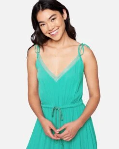 Peasant Midi Dress -Hurley 3hwd0531 green blue 4