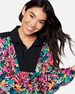 Kat Printed Windbreaker Jacket 10 Kat Printed Windbreaker Jacket -Hurley 3hwj0424 floral pop caviar 4