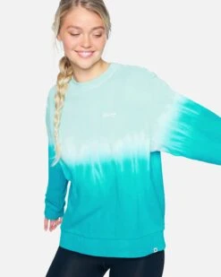 Double Dip Dye Girlfriend Fleece Crew -Hurley 3hwkj0148 light dew 3