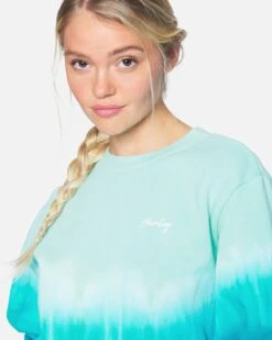 Double Dip Dye Girlfriend Fleece Crew -Hurley 3hwkj0148 light dew 5