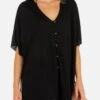 Solid Button Front Tunic 2 Solid Button Front Tunic -Hurley HC0082 BLACK 1