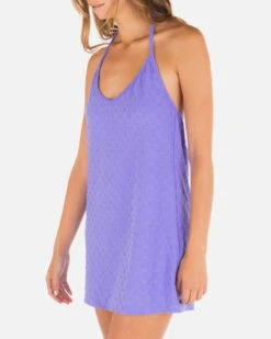 Mini Check Halter Mini Dress -Hurley HC0179 PERIWINKLE 04
