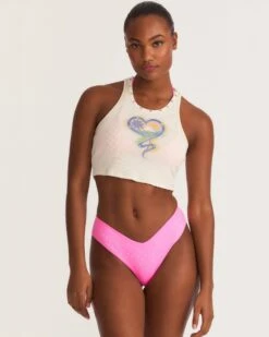LoveShackFancy X Hurley - Rhinestone V Front Skimpy Bikini Bottom