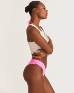 LoveShackFancy X Hurley - Rhinestone V Front Skimpy Bikini Bottom -Hurley HLSFB105 COTTONCANDY 5