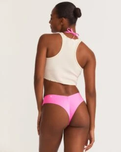 LoveShackFancy X Hurley - Rhinestone V Front Skimpy Bikini Bottom -Hurley HLSFB105 COTTONCANDY 6