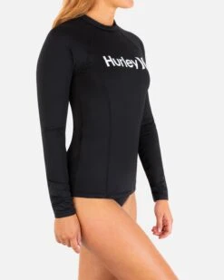 One And Only Solid Mock Neck Long Sleeve Rashguard -Hurley HR1048 BLACK 4