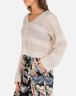 Easy Times Crochet Sweater -Hurley HU011SW3 MOONLIGHT 3