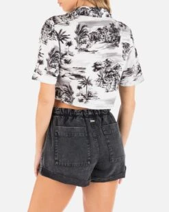BEACH WALK CROP CAMP SHIRT -Hurley HU022W3 BLACK 2