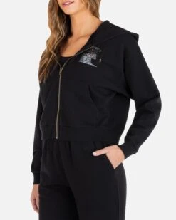Glow With The Flow Crop Zip Up Hoodie 8 Glow With The Flow Crop Zip Up Hoodie -Hurley HU082F3 BLACK 03