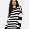 ESSENTIAL SERENA STRIPE SWEATER -Hurley dz23f071 black cream 1 4a1a604a 2722 46e5 8a0b b6cd6d534c6c
