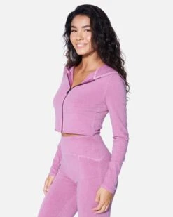 ESSENTIAL ZIP UP CROPPED HOODIE -Hurley dz24a067 vintage plum 3 521428b2 9bb2 408e a972 73b010f4bc0c