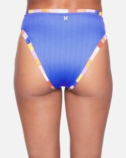 Retro Block Moderate High Waist Bikini Bottom -Hurley hb1100 lagoon multi 3
