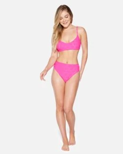 Terry Pop Moderate High Waist Bottom 10 Terry Pop Moderate High Waist Bottom -Hurley hb1290 electric pink 4