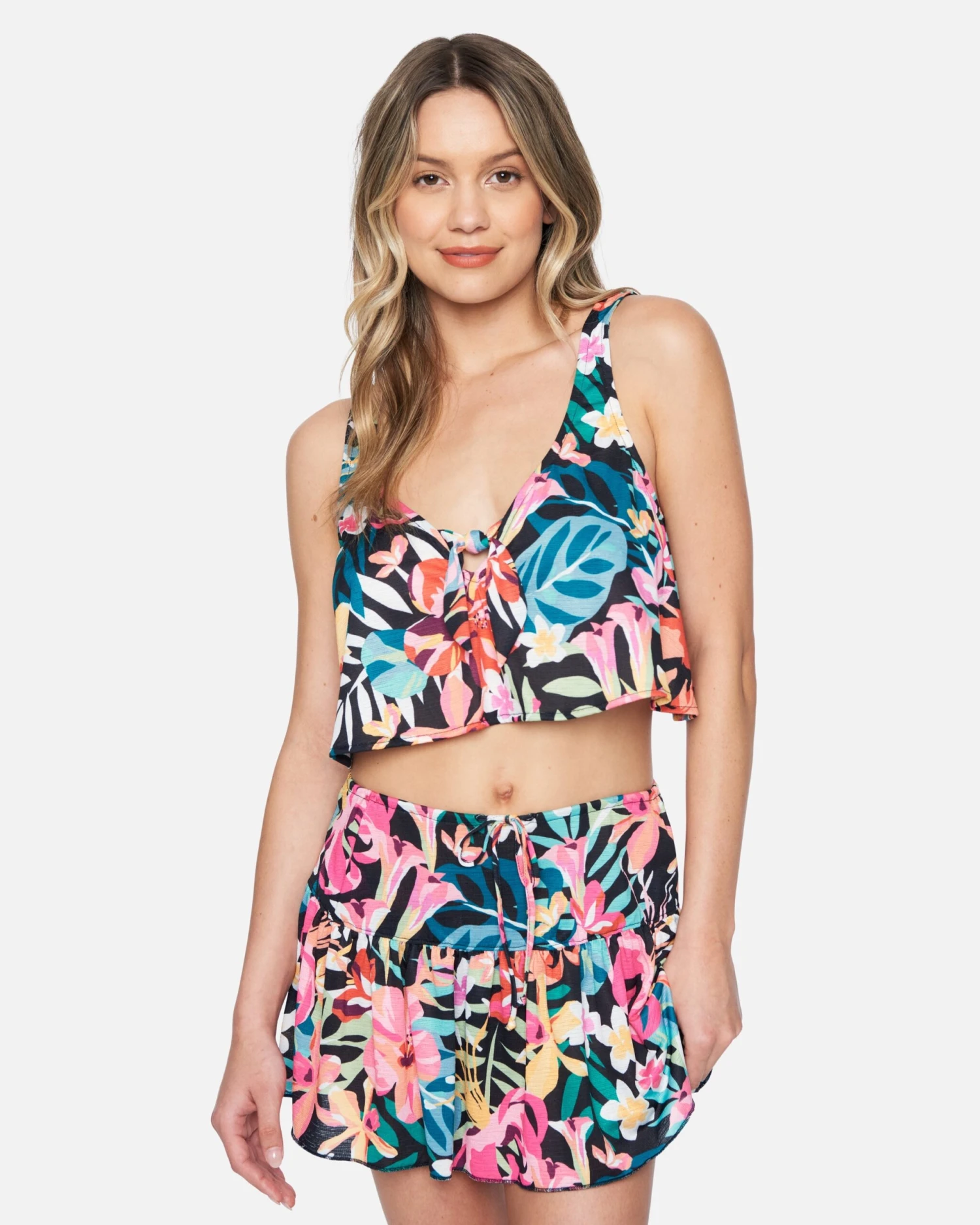 Floral Pop Knot Front Swing Tank 3 Floral Pop Knot Front Swing Tank