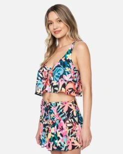 Floral Pop Knot Front Swing Tank 10 Floral Pop Knot Front Swing Tank -Hurley hc0109 floral pop black multi 3