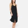 Solid Button Front Midi Dress -Hurley hc0159 black 1 6cc19b0a 8a84 4b5d 8b37 0bc598996be6