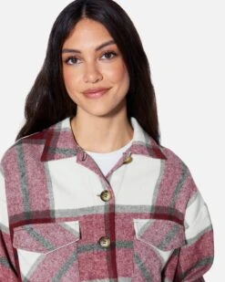 ESSENTIAL PLAID SHACKET -Hurley hf24c530 d burgundy 4 5465f8a6 ca15 4f08 ba26 dd352edcdcbf