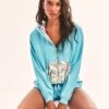 LSF X Hurley - Hawaiian Hibiscus Terry Zip Up Hoodie -Hurley hlsfc001 aqua 1