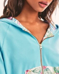 LSF X Hurley - Hawaiian Hibiscus Terry Zip Up Hoodie -Hurley hlsfc001 aqua 4