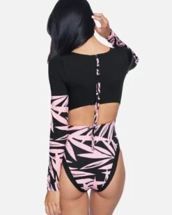 Max Mystic Leaves Long Sleeve Bodysuit -Hurley ho1046 wisteria leaves 2