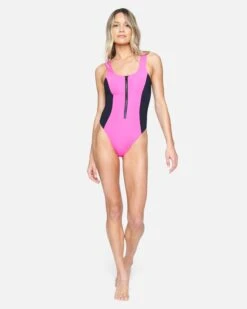 Malibu Zip Front Moderate One Piece 10 Malibu Zip Front Moderate One Piece -Hurley ho1077 hot watermelon 4