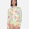 Bloom Wash Zip Back Cheeky Surfsuit 1 Bloom Wash Zip Back Cheeky Surfsuit -Hurley ho1118 natural print 1