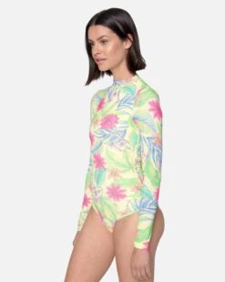 Bloom Wash Zip Back Cheeky Surfsuit 9 Bloom Wash Zip Back Cheeky Surfsuit -Hurley ho1118 natural print 3