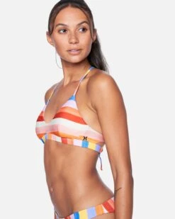 Retro Stripe Adjustable Bikini Top -Hurley ht1092 multi retro strip 3