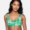 Wild Bloom Tie Front Bikini Top -Hurley ht1127 wild bloom mist 1