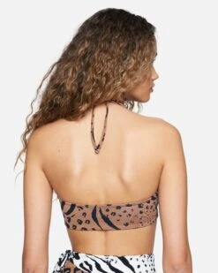 Animix Reversible Tie Front Halter Bikini Top -Hurley ht1138 animix latte 3