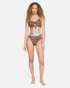 Animix Reversible Tie Front Halter Bikini Top -Hurley ht1138 animix latte 4