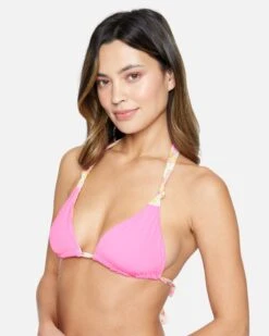 Beach Bloom Reversible Soft Tie Tri Top 10 Beach Bloom Reversible Soft Tie Tri Top -Hurley ht1261 rosebud pink punch 4