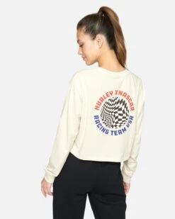 Nascar Team USA Crop Long Sleeve Tee 12 Nascar Team USA Crop Long Sleeve Tee -Hurley hu037k3 vintage white 2