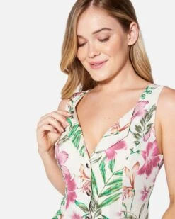 BOTANIC TUBE DRESS -Hurley hu039d3 cream 4