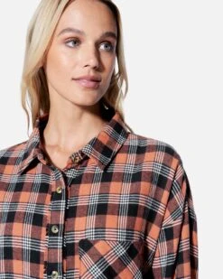 Austin Plaid Boyfriend Shirt -Hurley hu044w3 coral 4