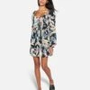 Wispy Leaves Scoop Mini Dress -Hurley hu053d3 black 1