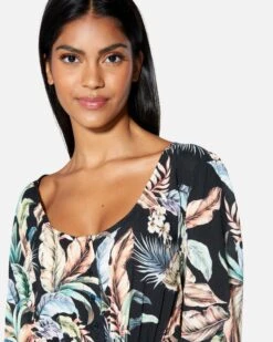 Wispy Leaves Scoop Mini Dress -Hurley hu053d3 black 4